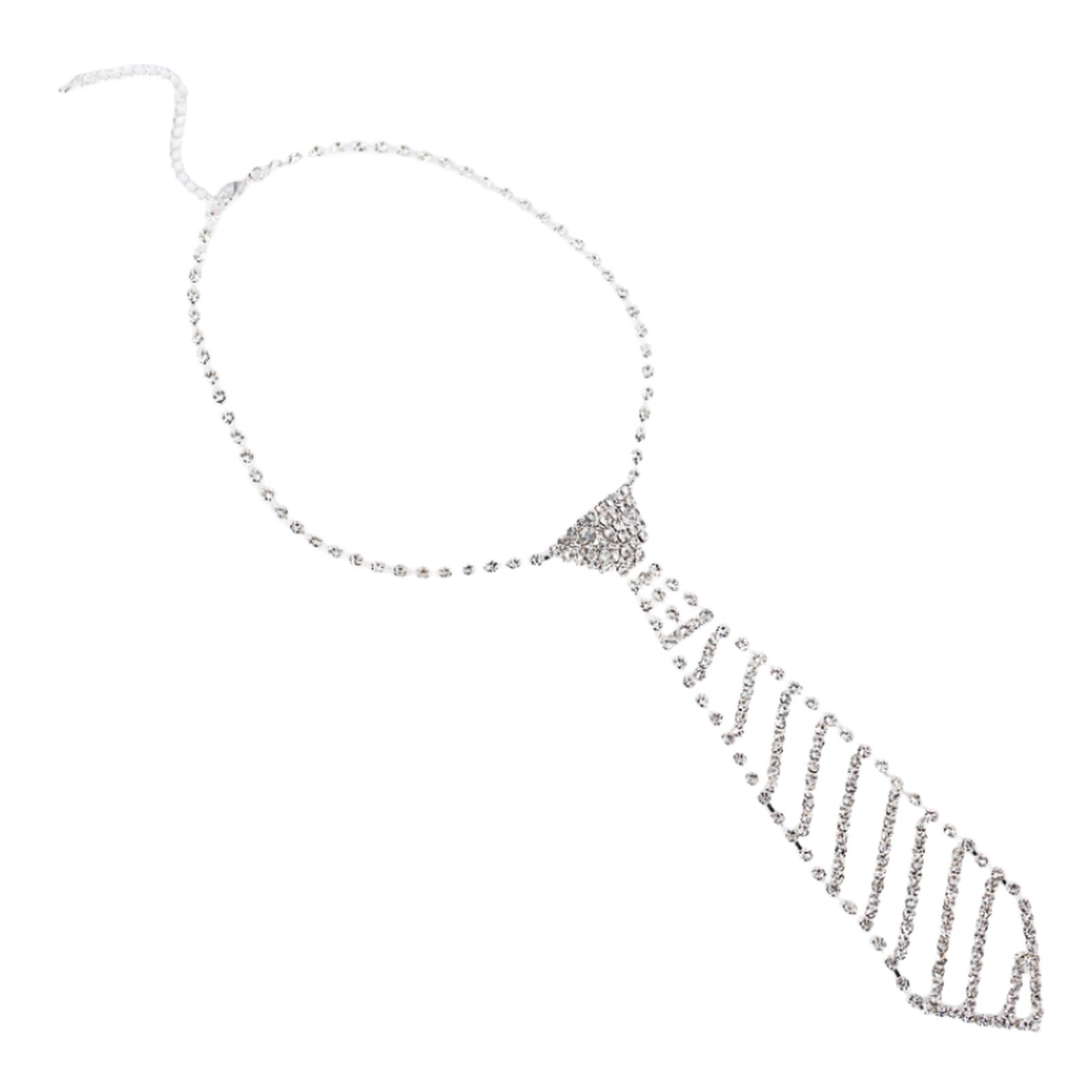 Magideal - Corbata Con Diamantes De Imitación, Collar Con Corbata, Joyería Brillante Para El Cuello, Gargantilla Con Cadena Brillante, Decoración Para Mujeres Y