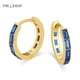 thumbnail image 1 of Aros Paris Jewelry 18K Yellow Gold Created Blue Sapphire 3Ct Emerald Cut Hoop, 1 of 3