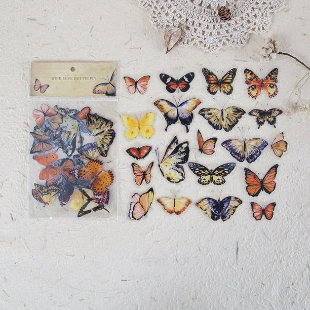 40pcs Vibrant Butterfly and Dragonfly Pattern Stickers for DIY Scrapbooking and Hand Account Decoration
