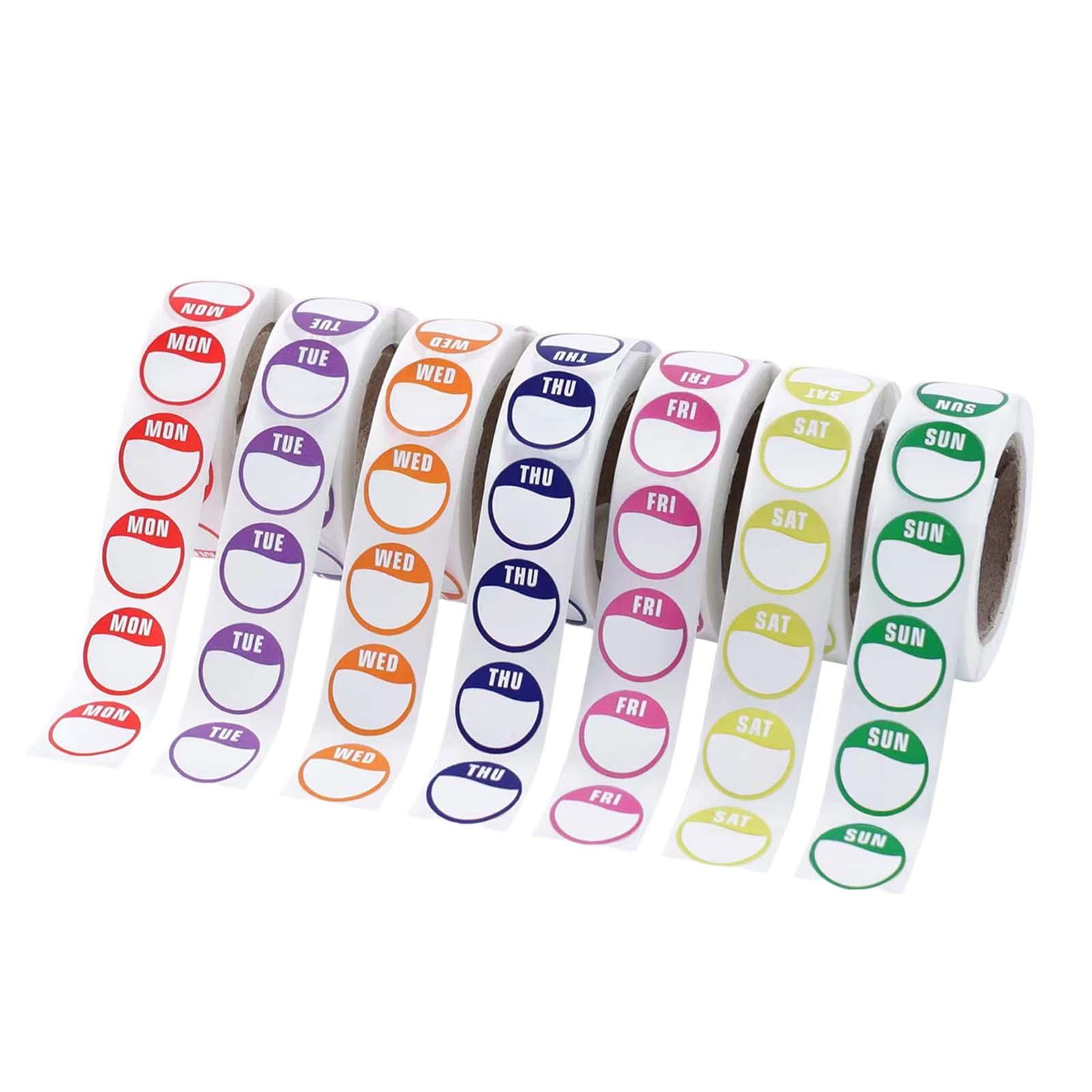 Magideal - Etiquetas De Los Días De La Semana, Pegatinas Semanales, Pegatinas De Gestión De Inventario Redondas Extraíbles, Pegatinas Con Puntos De Fecha Para Ca