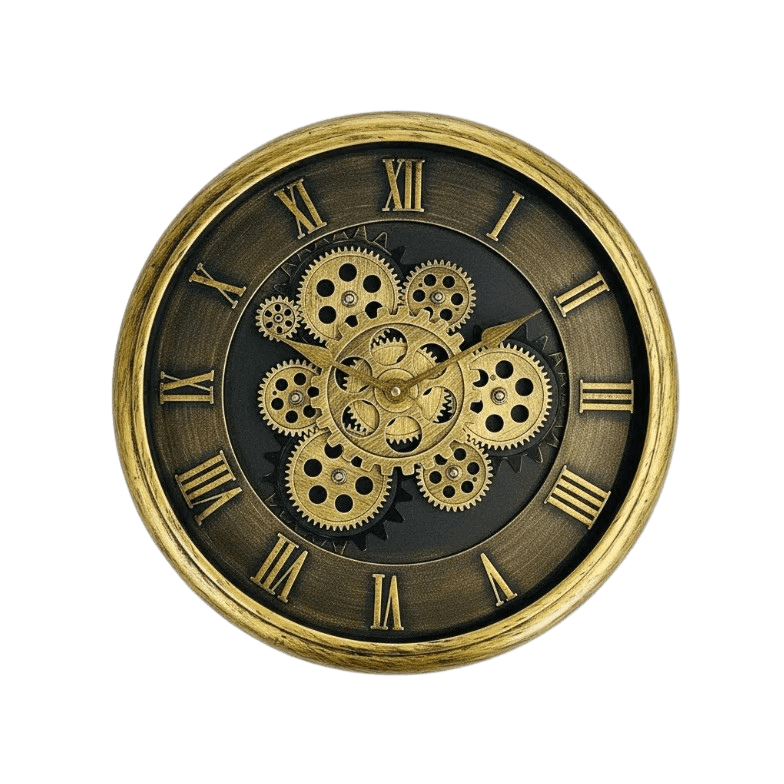 Decostilo - Reloj De Pared Vintage Dorado Envejecido 40cm