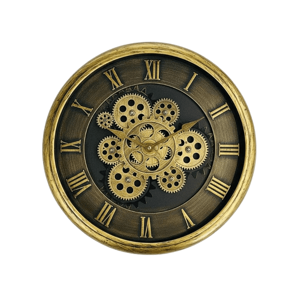 Reloj De Pared Vintage Dorado Envejecido 40cm