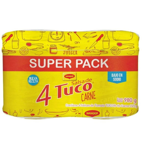 Salsa de Tomate Tuco con Carne Pack 4 Un, 980 g