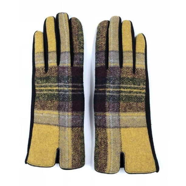 Guantes cálidos de lana escocesa a cuadros simétricos de moda para otoño e invierno, guantes de montar para mujer a prueba de frío