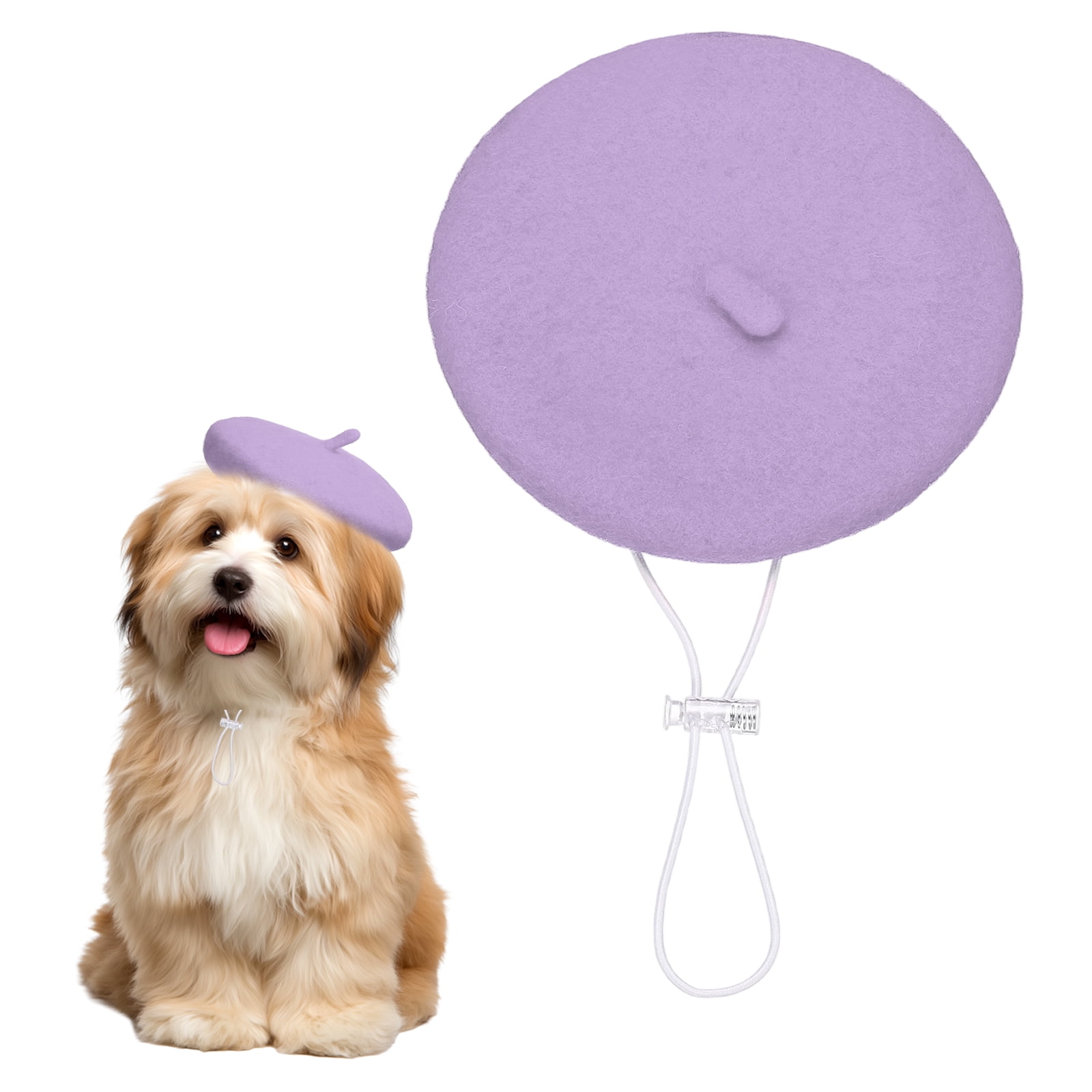Uxcell Sombrero de Lana para Perro, Boina de Artista Francés de 5 Pulgadas con Correa Ajustable, Accesorio para el Cabello, (Púrpura), para Disfraz de Navidad/Props para Fotos/Gatos Pequeños/Cachorros