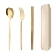 thumbnail image 1 of Juego de cubiertos portátiles de 3 piezas, palillos, tenedor y cuchara con estuche de viaje, 1 of 5