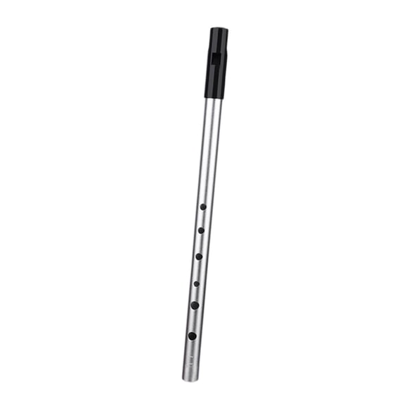 Flauta de hojalata con silbato, instrumento musical clásico tradicional de aleación de aluminio, regalo para fiestas, silbato de centavo para niños y Tecla C de plata