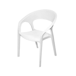 Genérico - Silla Ratan Curve Con Brazos Blanco