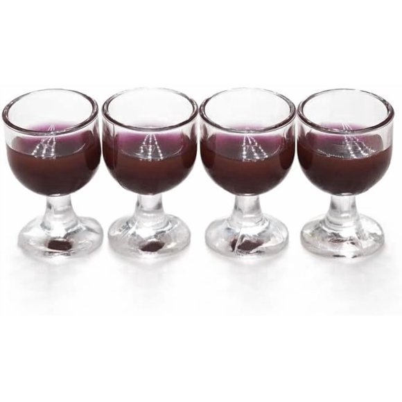Juego de 4 copas de vino rojas a escala 1/12 – Jizlan