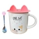 thumbnail image 1 of Taza Cafe Ceramica Tapa Silicona Cuchara Diseño Gato 500ml, 1 of 2