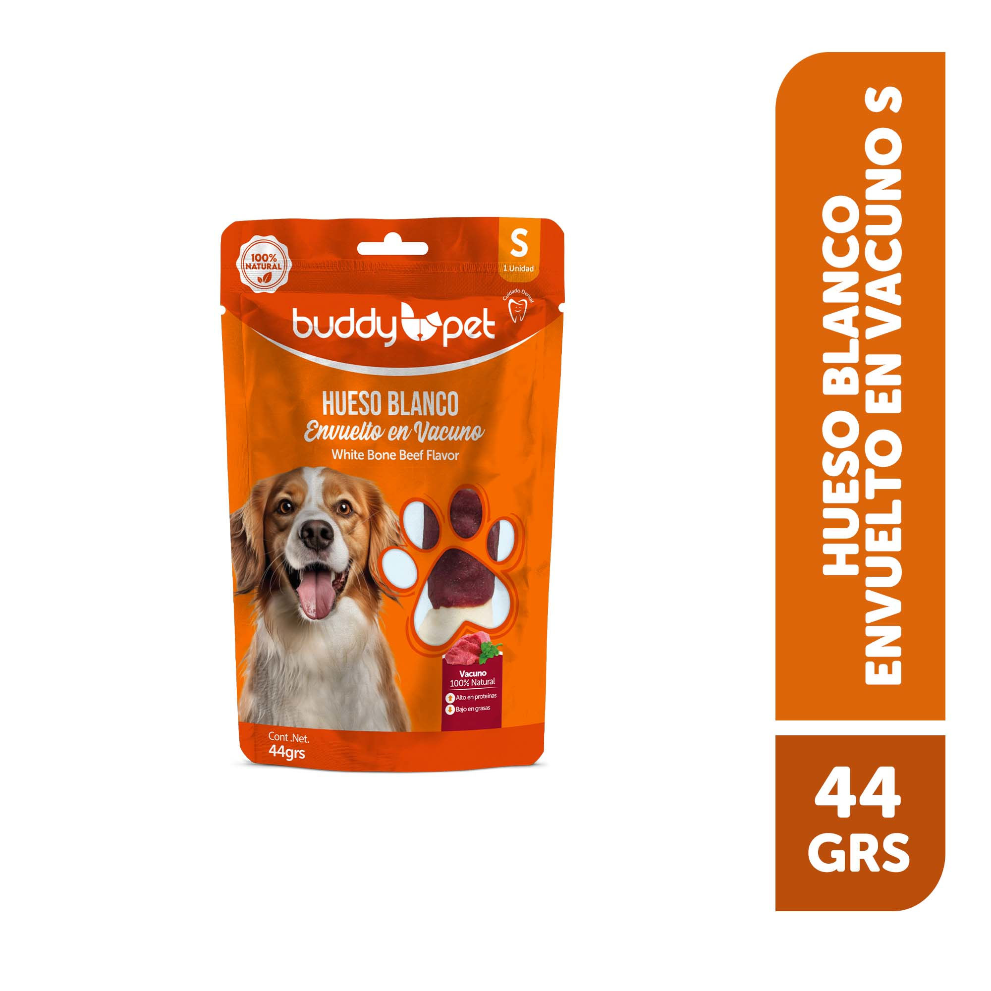 Hueso Blanco Envuelto En Vacuno Tamaño M 1 Un Buddy Pet
