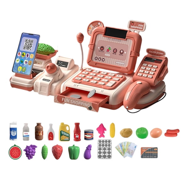Caja Registradora Playset Con Luces Y Sonidos Tienda Para Niñas Regalos De Cumpleaños Rosa
