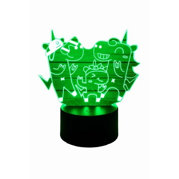 Lampara Ilusion 3D Unicornios Bailando de 7 colores, Base touch