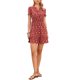 thumbnail image 1 of INSPIRE CHIC Vestido Floral para Mujer con Cuello en V, Cintura Fruncida, por Encima de la Rodilla, Vestido con Capas L Rojo Oscuro, 1 of 6