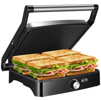 Panini Press Grill Ostba, 4 Rebanadas, Para Interiores, 180 °C, Acero Inoxidable