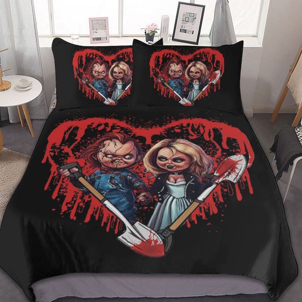 Bride of Chucky 3 Pcs Bed Sheets Set Breathable Duvet Cover with 2 Pillow Sham Soft All Seasons Bedding Set