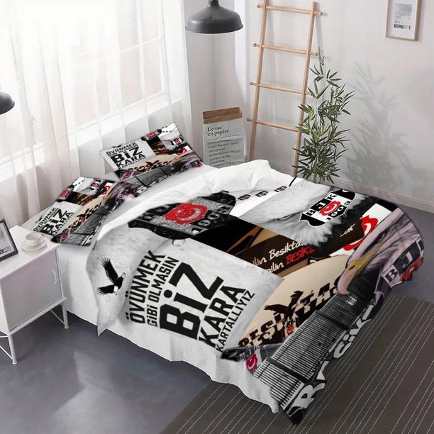 3pcs Be\u015Fikta\u015F Eagle Collage Duvet Cover Set - Bedding Soft Quilt and Pillowcase Covers for All Seasons
