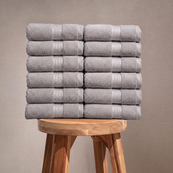 Toallas de mano Fabdreams 41 x 76 cm, paquete de 12, 700 GSM, gris oscuro