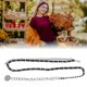 thumbnail image 5 of Unique Bargains 1 Pc Cadena de Cintura Moda Cordón de Cintura Ajustable para Mujeres Negro Tono Plateado, 5 of 6