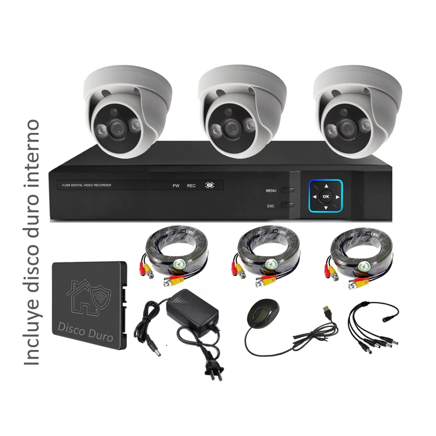 Vipa - Kit 3 Cámaras Seguridad Interior Con Disco Duro I31ldd