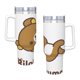 thumbnail image 4 of La Aventura en el Parque Temático de Rilakkuma Vaso aislado de acero inoxidable con asa, diseño temático, regalo para familia, amigos y fans; incluye pajita y encaja en el portavasos estándar, 40 oz, 4 of 6