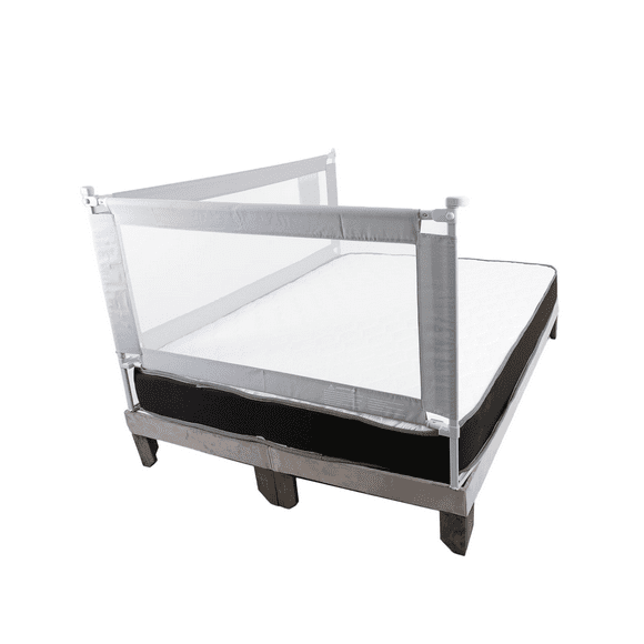 2 Barandas Para Cama 1 Plaza 90×190 cm Gris Altura colchón hasta 27 cm
