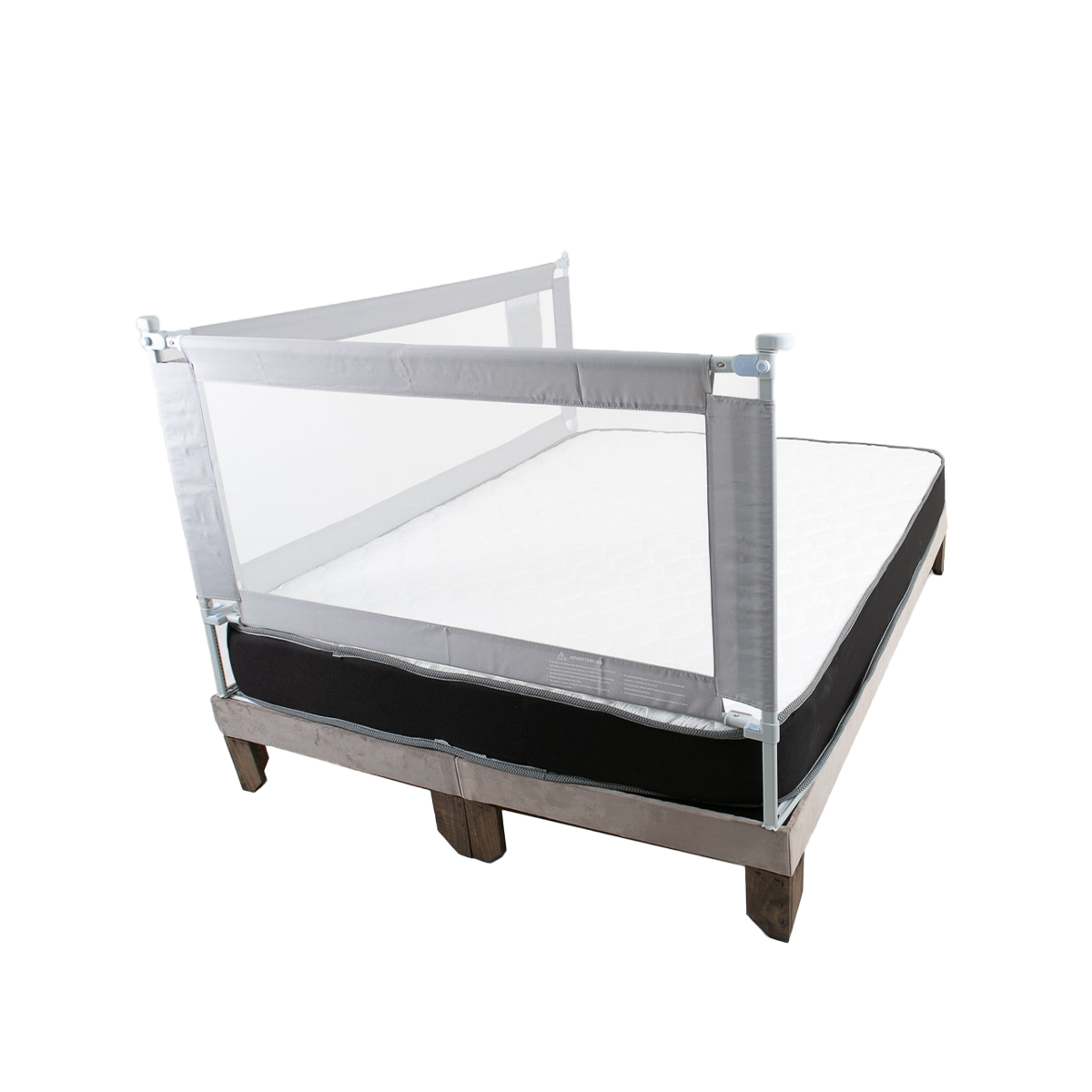 Bebe Sure - 2 Barandas Para Cama 1 Plaza 90×190 Cm Gris Altura Colchón Hasta 27 Cm