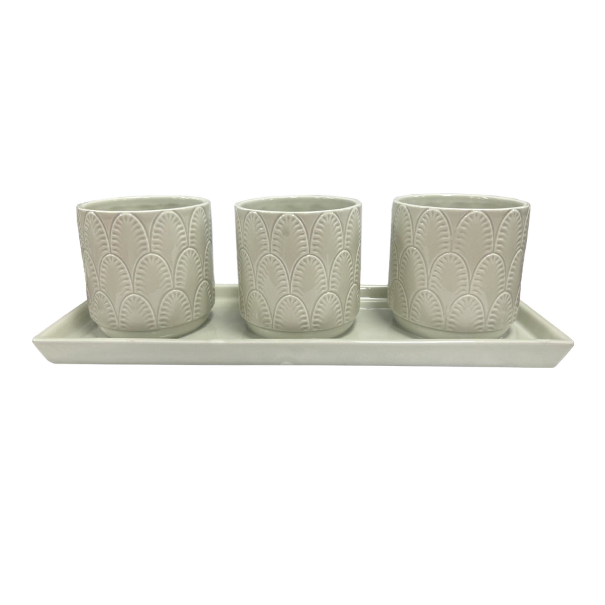 Expert Gardener - Set 3 Maceteros Cerámica Circular