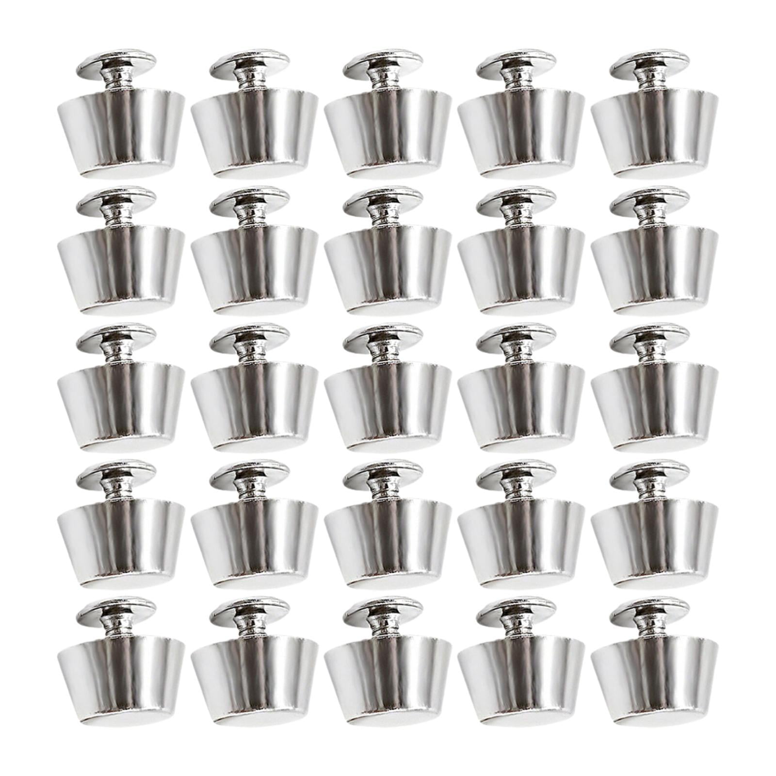 Magideal - 25 Remaches De 12 Mm Con Tapón De Rosca, Remaches De Cabeza De Clavo Hechos De Aleación, Remaches De Cabeza Plana Resistentes Para Bolsos, Proyectos D Plata