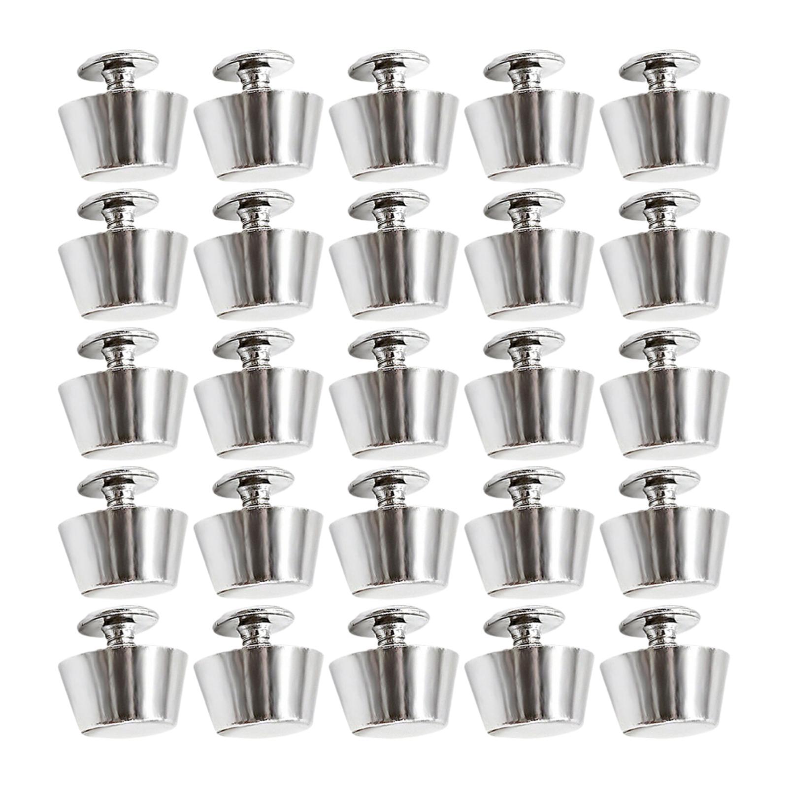 Magideal - 25 Remaches De 12 Mm Con Tapón De Rosca, Remaches De Cabeza De Clavo Hechos De Aleación, Remaches De Cabeza Plana Resistentes Para Bolsos, Proyectos D Plata