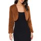 thumbnail image 1 of Chaqueta de Piel para Mujer Chaqueta de Novia Recortada Vestido Bolero Peludo Abierto Formal Imitación de Piel Chaqueta de Noche Marrón L, 1 of 7