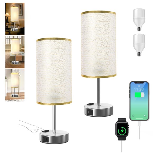 Lámpara de mesa YIDPU para recámara con control táctil y carga USB