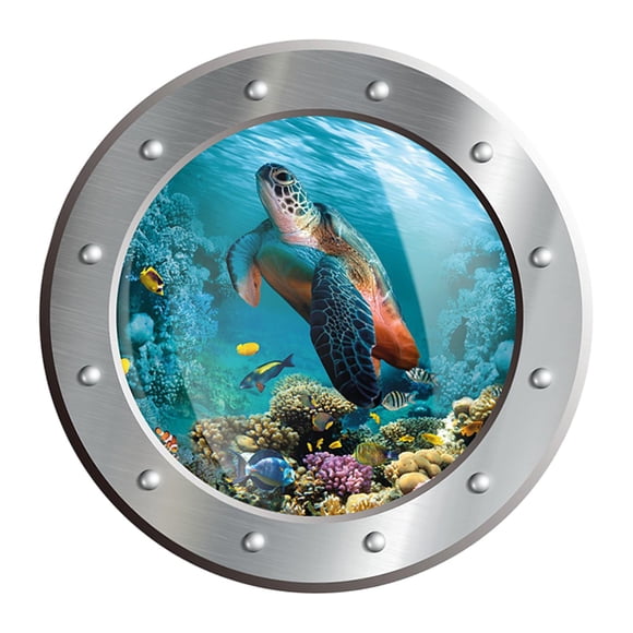 Pegatina De Inodoro Con Impresión De Tortuga Marina Nadando Para Decoración De Baño Y Pared.