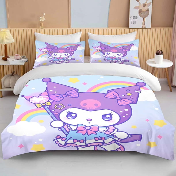 Kawaii Sanrio Kuromi Printed Bedding Set Cartoon Anime Duvet Cover Comforter Pillowcase Boys Girls Children Adults King Bed Sheets