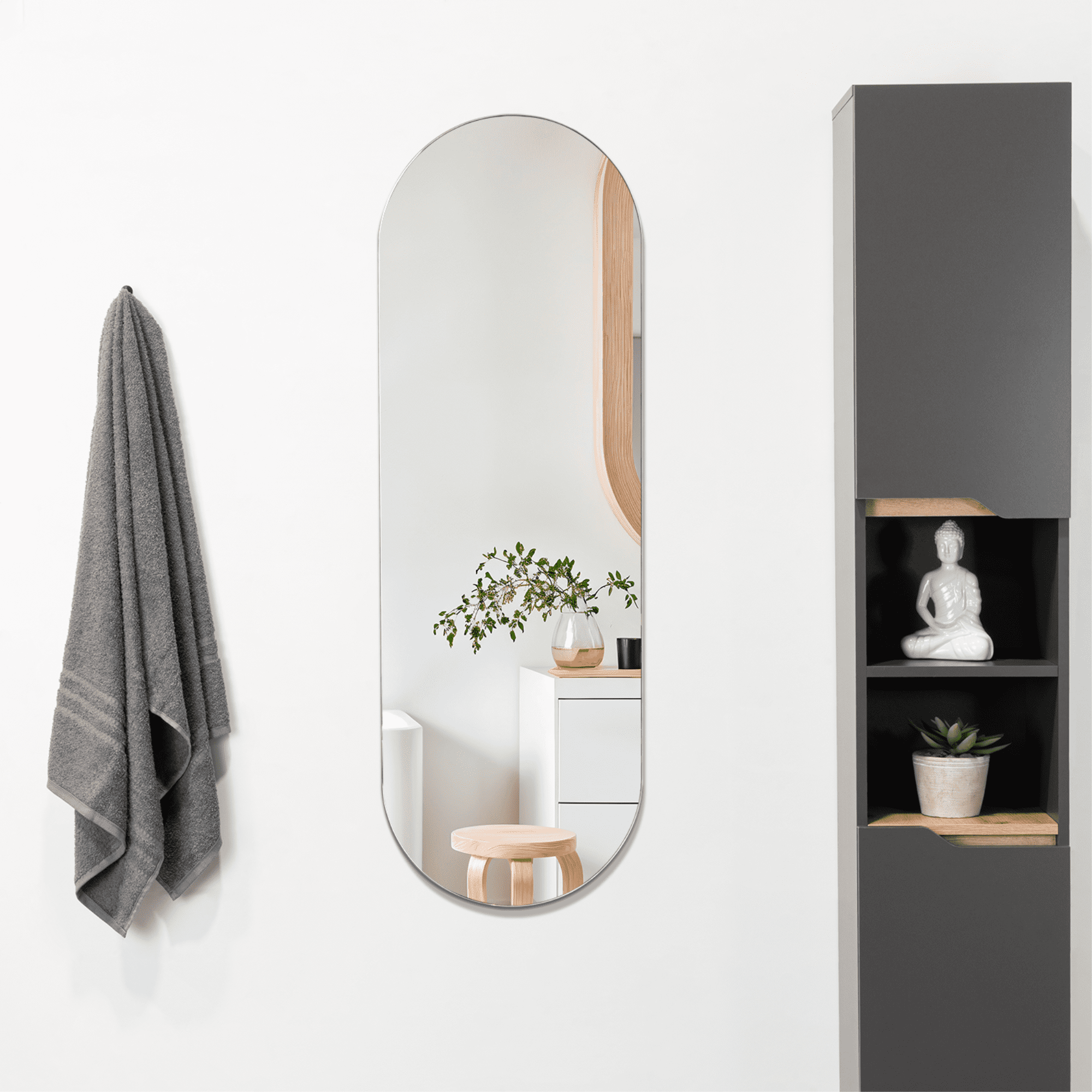 Tuhome - Espejo Lucera Rectangular Con Bordes 120x40x1,9 Cm