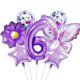 thumbnail image 1 of Globos de Cumpleaños JNNIMTRDAE Set Morado de Mariposa Número 6, 1 of 5
