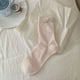 thumbnail image 1 of Xiao Hua 3 Pares de Calcetines de Tubo Medio Tejidos Rosados con Diseño Calado, Calcetines Casuales con Lindo Adorno de Nudo de Mariposa, Calcetines Diarios Suaves, Ligeros y Transpirables con un, 1 of 2