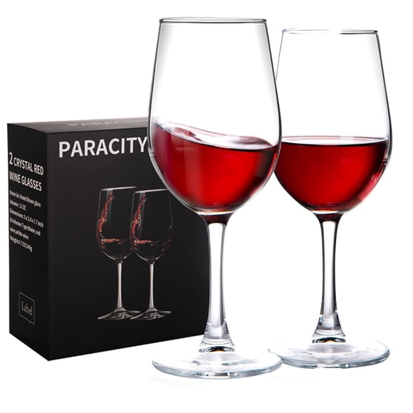 Copas de Vino PARACITY 295 ml Transparente con Tallo Largo Juego de 2