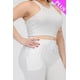 thumbnail image 5 of Saronite Conjunto de Top Corto Elástico de Tirantes Lisos y Pantalón Fruncido Largo, Blanco (Talla Grande para Mujer), 5 of 5
