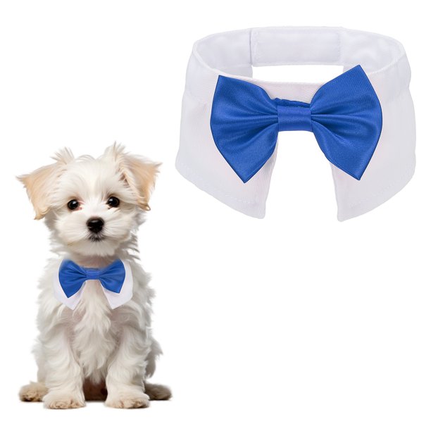Uxcell Pajarita para Perro, Pajarita de Esmoquin con Collar Ajustable Collar de Mascota Lindo Pajarita Elegante con Gancho y Bucle (Algodón, L, Zafiro), para Boda de Mascota Bandana Cumpleaños