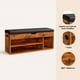thumbnail image 5 of Banco Zapatero de Madera Rústica con Asiento Acolchado y Baúl de Almacenaje, 5 of 7