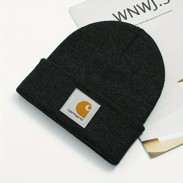 Warm and Cozy Unisex Knit Beanie with Solid Color and Skull Design - Perfect for Skiing, Autumn, and Winter
