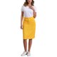 thumbnail image 2 of INSPIRE CHIC Falda de Mezclilla de Cintura Alta para Mujer Falda de Jean a la Rodilla con Dobladillo Deshilachado y Bolsillos Amarillo Jengibre S, 2 of 6