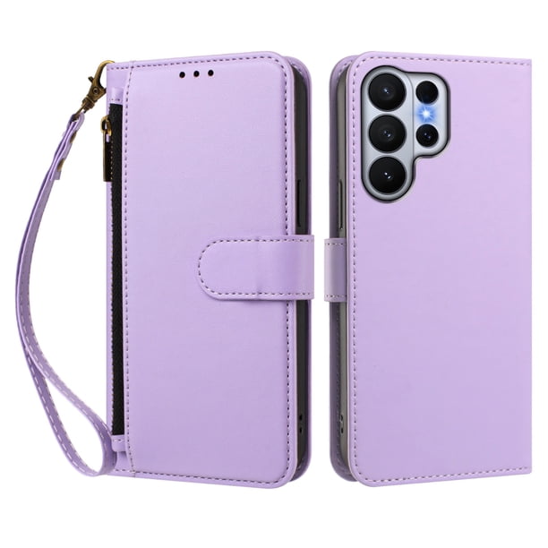 Funda Tipo Billetera para samsung galaxy S26 Ultra con Soporte y Bolsillo con Cierre Morado