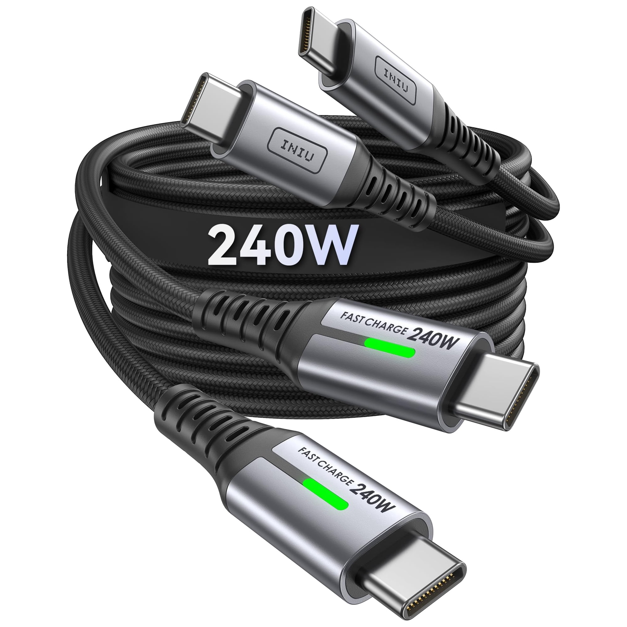 Cable Usb C Iniu De 3 Pies, 2 Unidades, 240 W, Carga Rápida Para Iphone