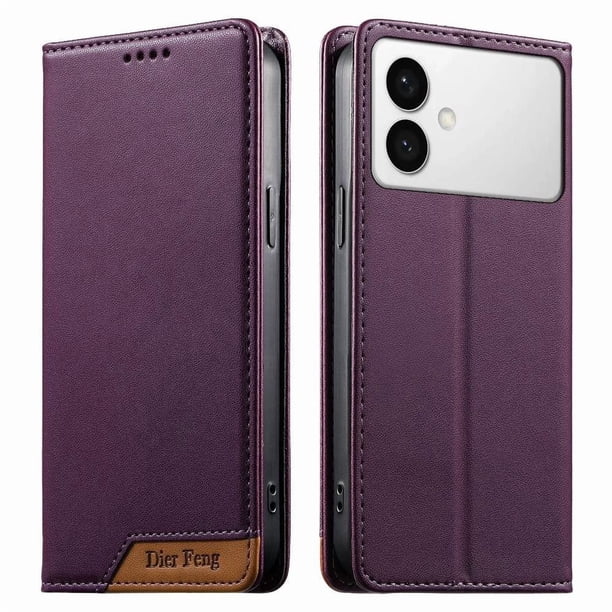 Funda Tipo Cartera de Cuero Sintético para Samsung Galaxy S26 Edge Bloqueo RFID, con Ranuras para Tarjetas y Bolsillo para Efectivo, Cierre Magnético Fuerte Morado