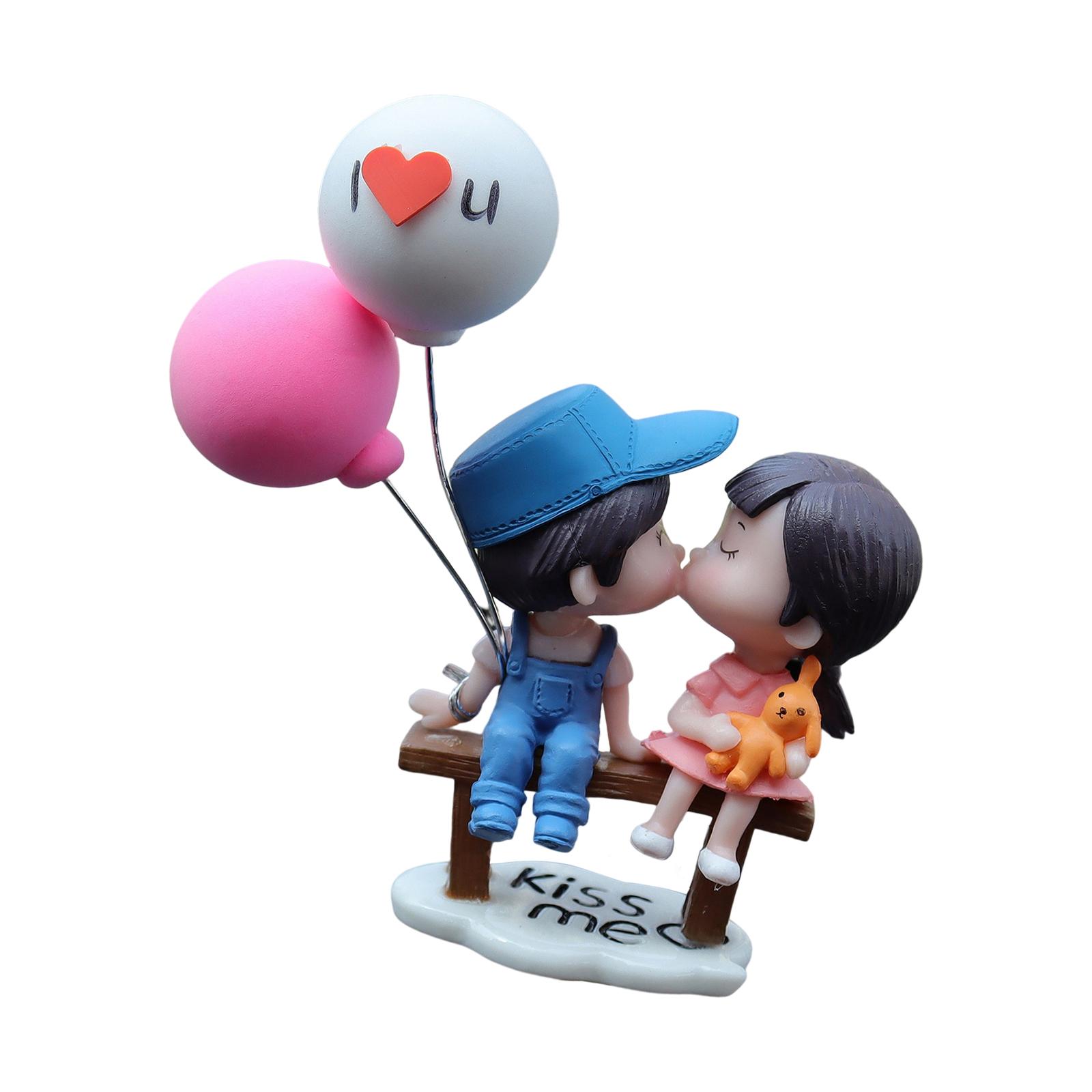 Bothyi - Decoraciones Para Salpicadero De Coche Figura En Miniatura Estatua Para Fiesta Niñas Regalos Azul Rosa