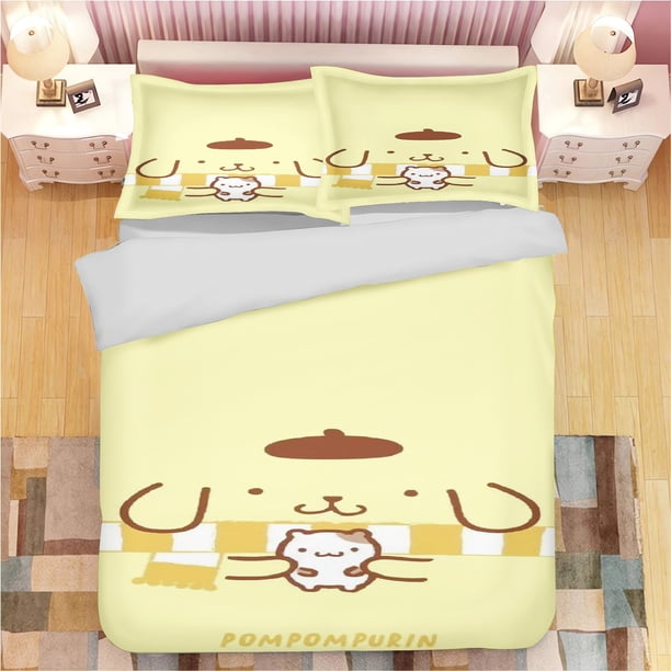 Pom Pom Purin Duvet Cover Set Children Quilt Cartoon Anime Teenager Queen Size Bedding King Comforter Grade A Printed