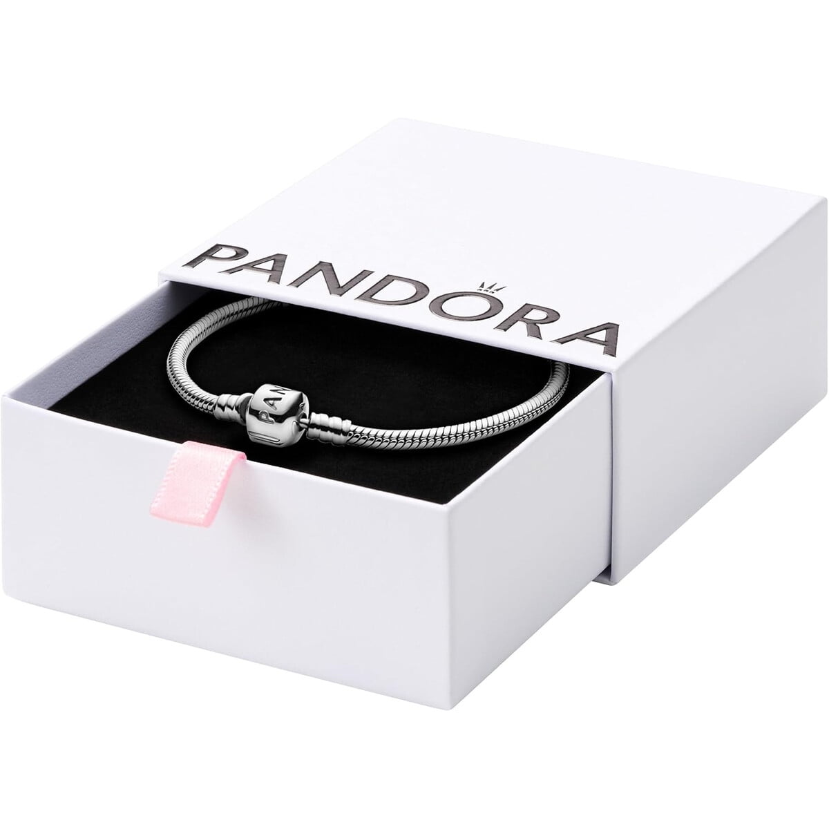 Pulsera Pandora Moments Cadena Serpiente Plata Cierre Barril