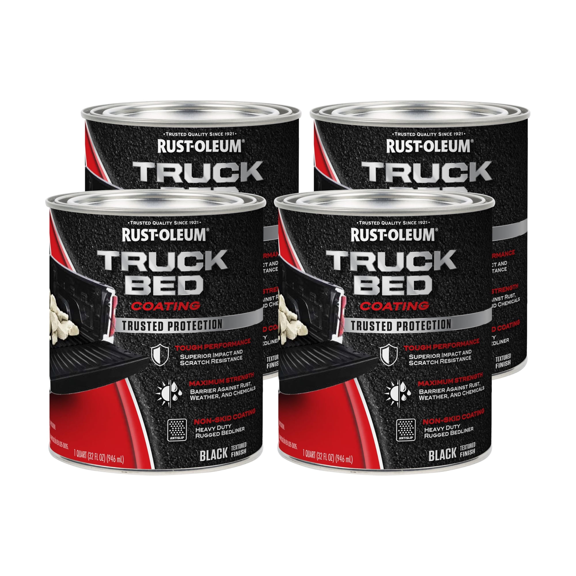 Revestimiento Para Cajas De Camiones Rust-oleum 342668-4pk, Color Negro De Cuarto De Galón (paquete